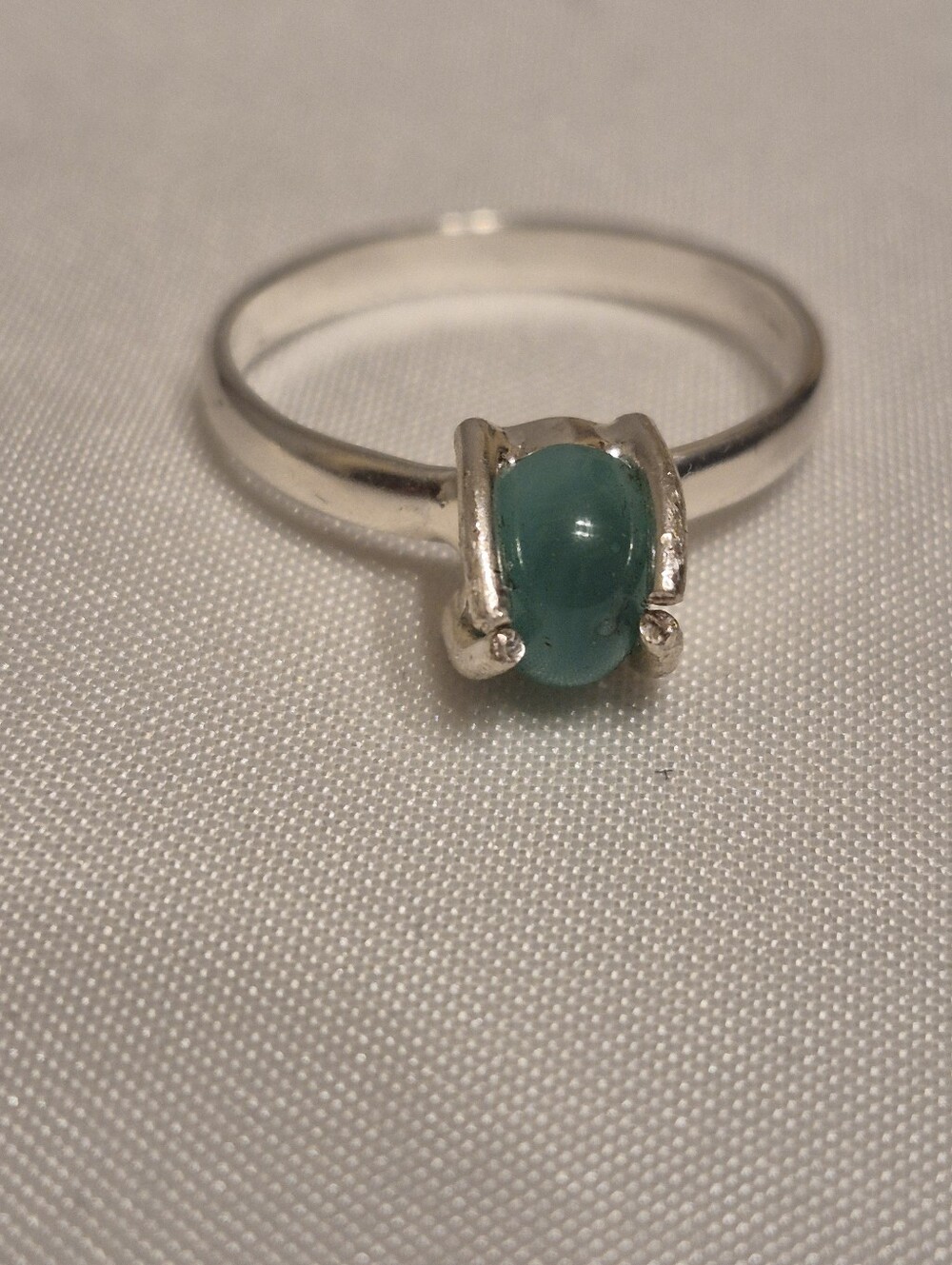 Sterling Silver Jadeite Solitair Ring